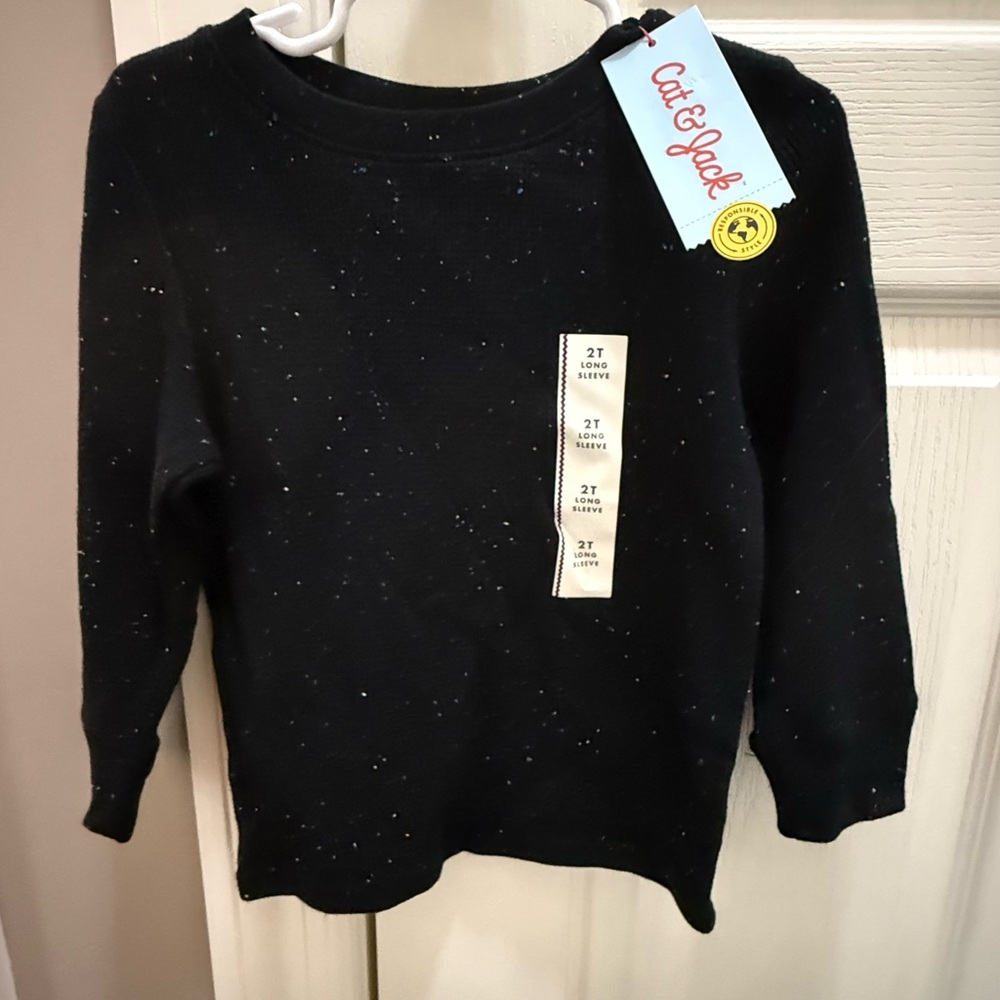 Cat & Jack 2t Boys Lightweight Sweater Black with white specks